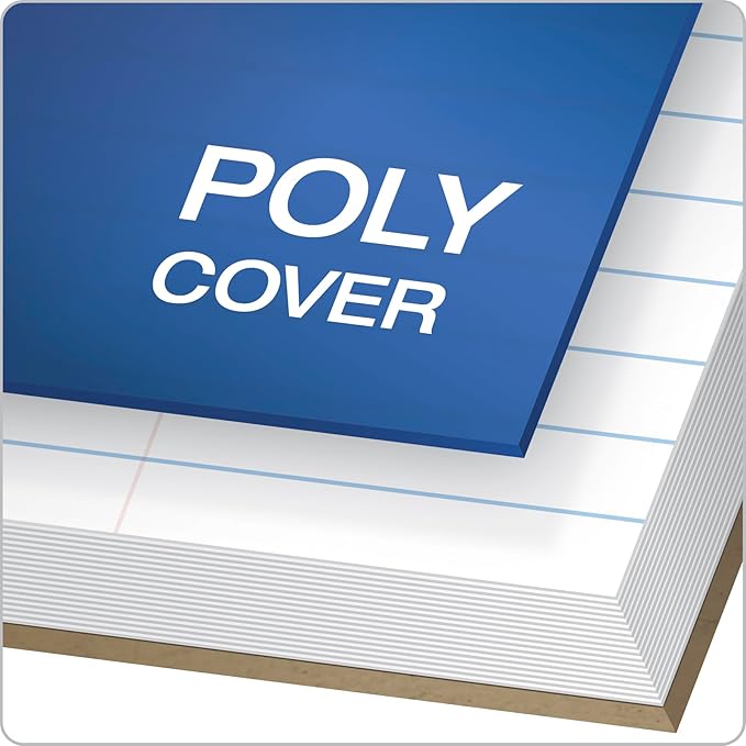 Oxford Spiral Notebooks, 1 Subject, College Ruled Paper, Durable Plastic Cover, 100 Sheets, Divider Pocket, 3 per Pack (10390), Red, Black and Blue