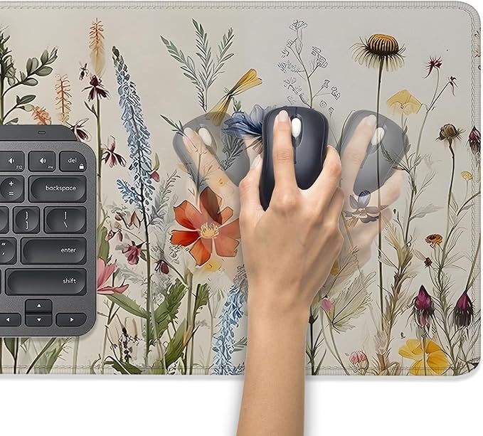 Watercolor Plant Sunflowers Desk Pad Mouse Pad,Floral Prints Extended Large Gaming Mouse Mat with Stitched Edges,Non-Slip Waterproof Rubber Base Mousepad for Office Work Home(27.5X11.8 in)