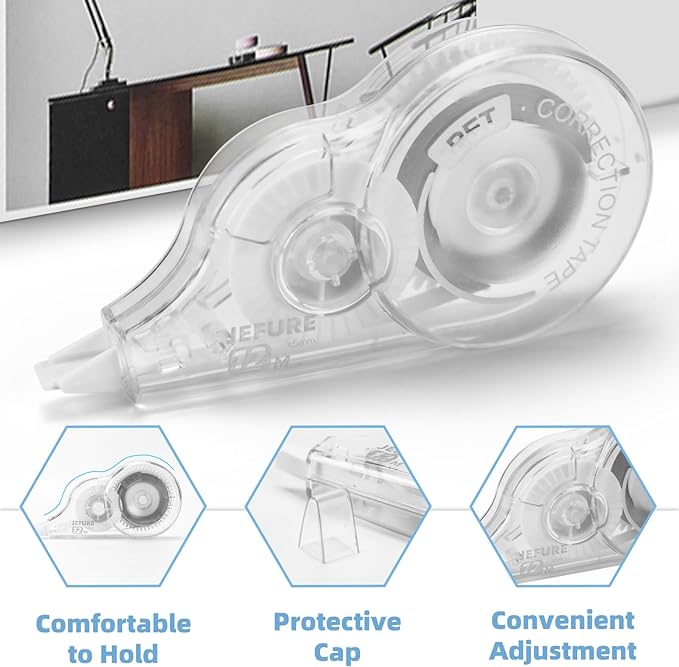 30 Pcs Correction Tape, 39.4 Ft White Wrong Out Tear-Resistant Bulk, Instant Corrections Easy To Use Applicator for School, Office, Note Taking, Journal (Tape Width 0.2 in, Clear)
