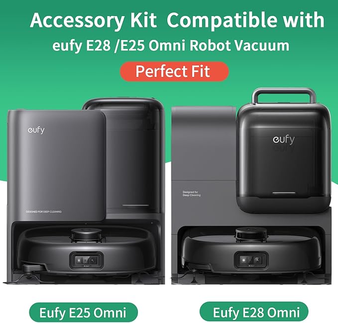 Accessory Kit Compatible with eufy Omni E28 / Omni E25 Robot Vacuum, 23-Pack Replacement Parts with 2 Sets Rolling Brushes, 2 Roller Mops, 4 Filters, 6 Dust Bags, 6 Side Brushes, 1 Cleaning Brush