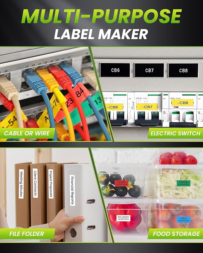 Vixic Label Maker Machine, H1100 Label Makers with Backlit Screen, Portable Label Maker Waterproof-Labels Handheld Labeler with Keyboard, Industrial Labeling Machine for Cable Wire Network