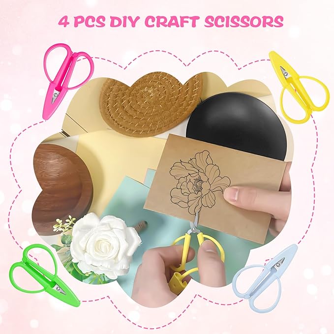 4 Pack Mini Scissors - Small Sharp Scissors All Purpose with Cover Tiny Detail Scissor for Travel Crafts Sewing Embroidery DIY (4 Colors)
