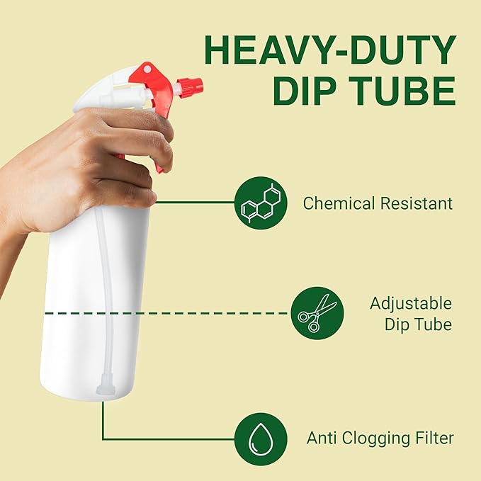 Heavy Duty 32oz Plastic Spray Bottles for Cleaning - Large Empty Industrial Bottles for Gardening Solutions, Vinegar, Chemicals, Professional Cleaners - Adjustable Sprayer Nozzle - Blue/Yellow 2 Pack