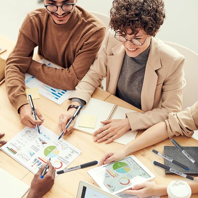 Shuttle Art RollerBall Pens, 25 Pack Blue Fine Point Roller Ball Pens, 0.5mm Liquid Ink Pens for Writing Journaling Taking Notes School Office