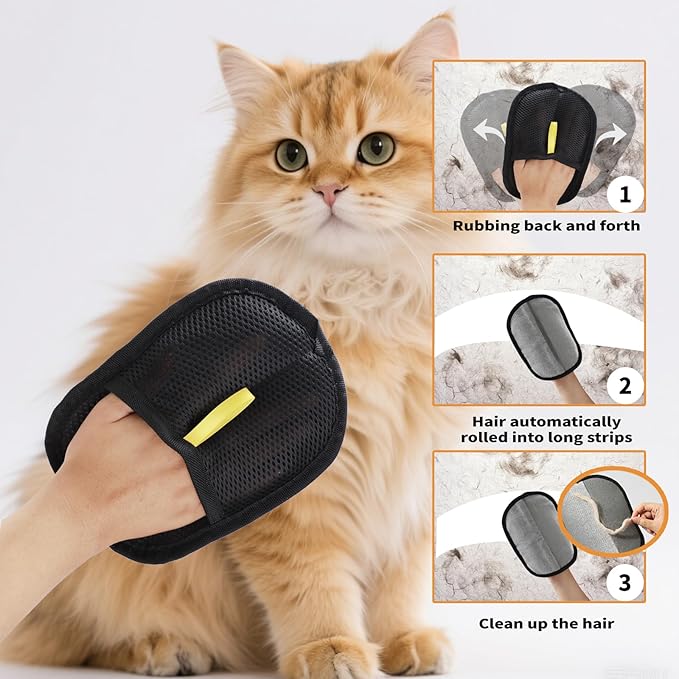 wxtylymxzdzq 3-Pack Pet Hair Remover Brushing Gloves – Remove Fur from Clothing, Furniture, Car Seats, Bedding & Upholstery