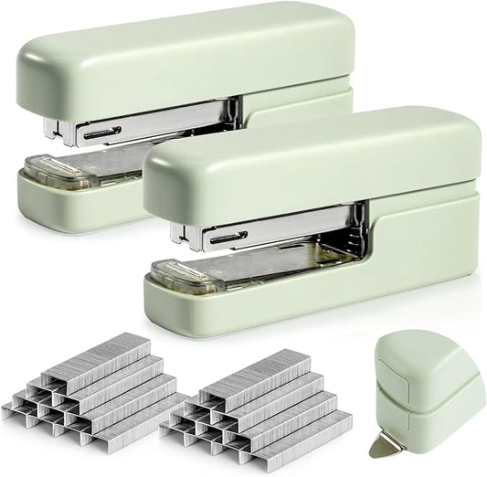 deli Stapler, Desktop Staplers with 1660 Staples and Integrated Staple Remover, 40 Sheet Capacity Office Stapler, 2 Pack, Green