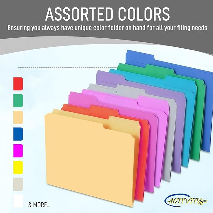 Grey File Folders, 1/3-Cut Tabs, Letter Size, 12-Pack – Durable Office Filing Folders for Documents, Papers, and Organization