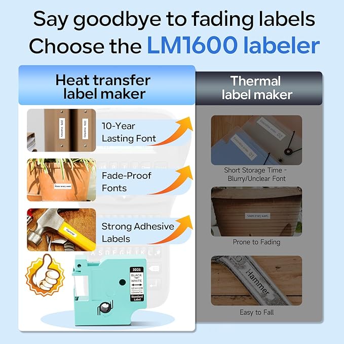 Vixic Label Maker Machine with-Tape, Rechargeable Label Makers Portable with Keyboard, LM1600 Heat Shrink Label Maker Waterproof-Labels, Cable Wire LabelMaker Labeler for Industrial Office Network