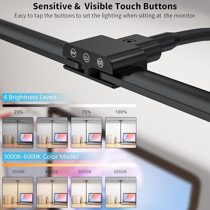 KableRika Desk Lamp Double Light: Bright Led Desk Lights for Home Office - Eye Care Reading Table Lamps with Base - Dimmable Desktop Lighting for Computer Monitor Study Drafting