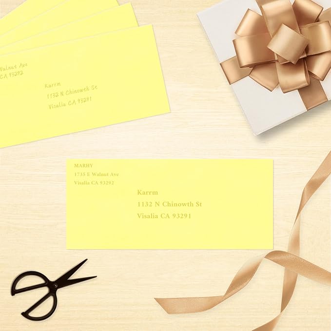 200 Pack #10 Business Envelopes, Light Yellow Standard Envelopes Self Seal, Letter Size Mailing Envelopes for Checks Letters Invoices Christmas Birthday Graduation Wedding, 4 1/8 x 9 1/2 Inch