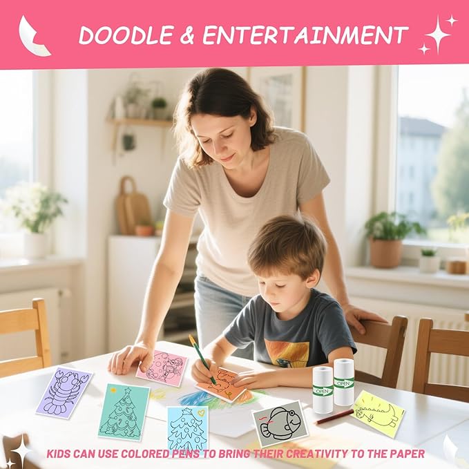 6 Rolls Mini Thermal Printer Sticker Paper, 57x25mm, High-Contrast Sticker Paper for Mini Pocket Printer, BPA-Free