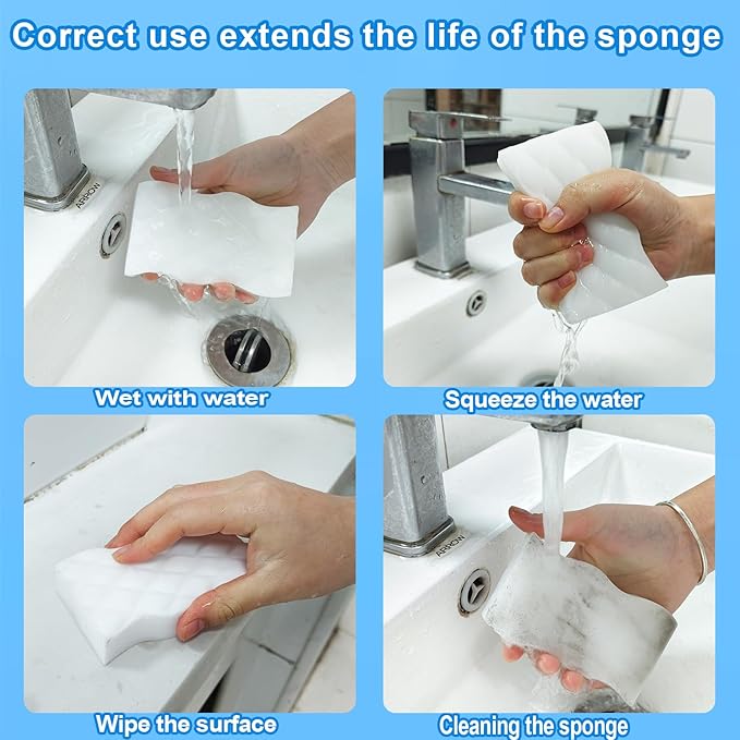 10 Pack Magic Sponges Eraser - Melamine Sponge 4X Density - Long Lasting Multifunctional Cleaning Sponges Suitable for Kitchen, Bathroom, Bathtub, Car, Toy (4.33x2.36x0.79 in)
