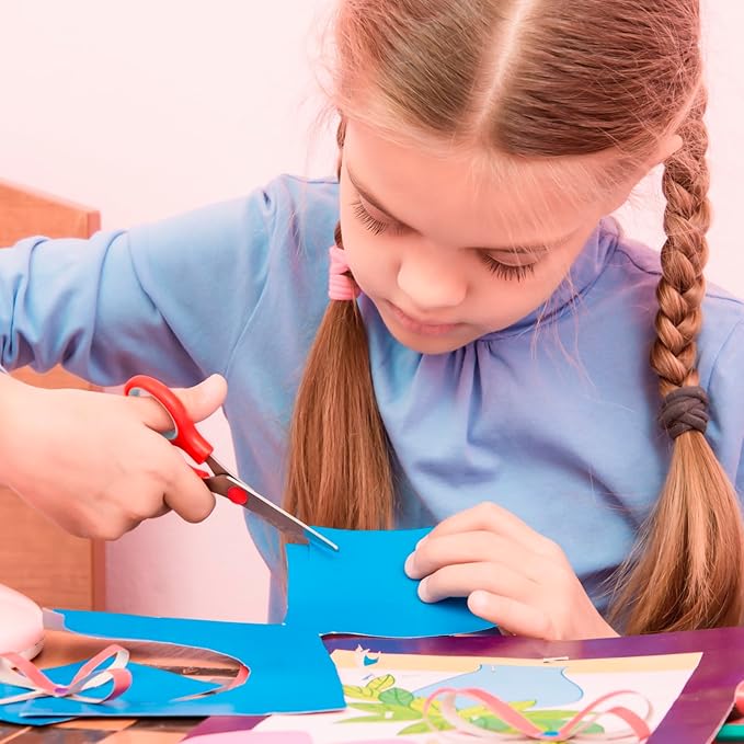 24 Pack Scissors, Rkqoa 8" All Purpose Classroom Scissor Bulk Comfort-Grip Sharp Shears for Office School House Sewing Fabric Craft Supplies, High/College School Teacher Student Scissors