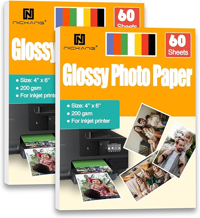 4x6 Photo Paper, Glossy Photo Paper 4x6, 53 LB/200 gsm, 120 Sheets Bulk, Photo Printer Paper, Picture Paper for Inkjet Printer