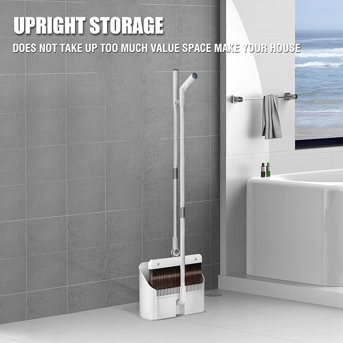 3-in-1 Magnetic Broom and Dustpan Set, Self-Cleaning Broom with Dustpan Combo Set,180° Rotatable Silicone Broom, Upright Standing Dustpan for Home, Kitchen, Office, Hall Floor