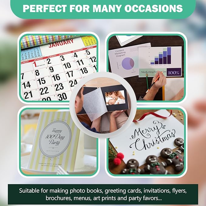 Glossy Photo Paper 3.5x5, 4x6, 5x7, Photo Printer Paper for Inkjet, 75 Variety Pack, Assorted Sizes, 52lb/200gsm