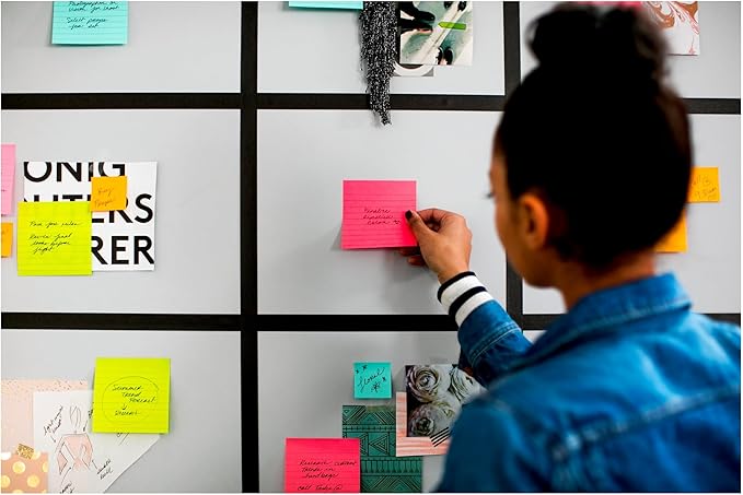 Post-it Super Sticky Notes, 4x4 in, 4 Pads, 2X The Sticking Power, Rio de Janerio Collection, Bright Colors (Orange, Pink, Blue, Green),Recyclable (675-4SSUC)