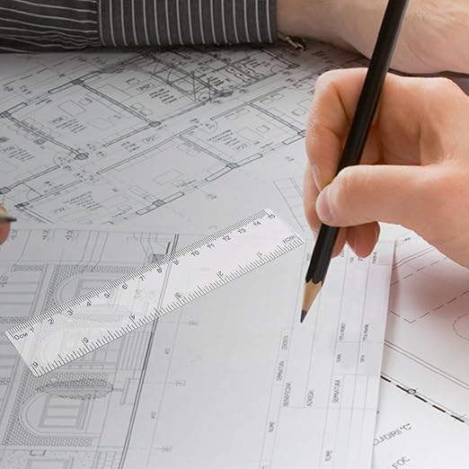 School Ruler Set 2-Pack 12 Inch & 6 Inch Plastic Rulers with Inch/Centimeter Scales for Classroom, Homework, Exams