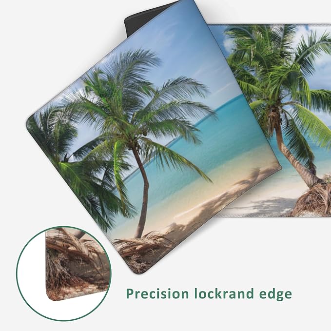 Large Mouse Pad Tropical Beach Coconut Palm Extended Gaming Mouse Pad Desk Mat Stitched Edges Mousepad Non-Slip Rubber Base Keyboard Pad for Laptop Computer PC 35.4 x 15.7 inches