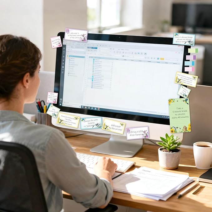 B1ykin Sticky Notes Set, Animal Theme Cute Self-Stick Notes Pad Teacher Appreciation Gifts， Self-Adhesive Writing Memo Pages Sticky to Do Notepad for Kids Employee School Office (Hummingbird)