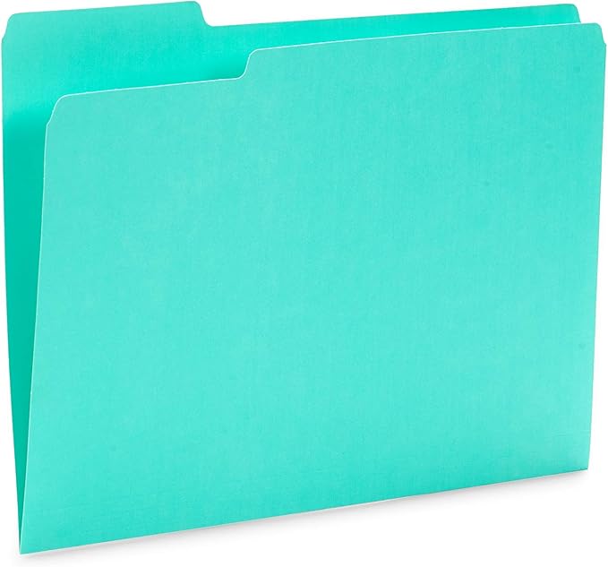 Blue Summit Supplies Ocean Tone Colored File Folders Letter Size, 1/3 Cut Top Tab File Folders, Assorted Blue and Green Colored, for Organizing and File Cabinet Storage, 100 Pack