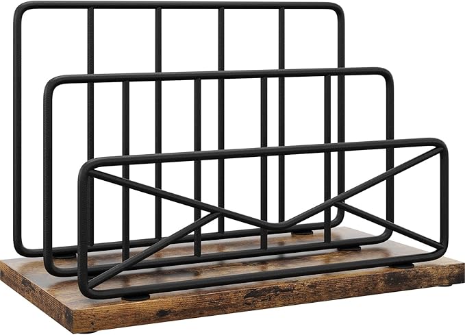 Desk Mail Organizer-with 2 Slot Matte Black Metal Desktop Mail Sorter Metal Storage File Holder Letter Sorter Organizer for Home or Office Desktop