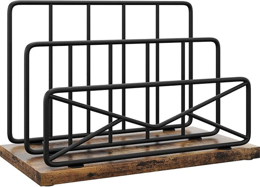 Desk Mail Organizer-with 2 Slot Matte Black Metal Desktop Mail Sorter Metal Storage File Holder Letter Sorter Organizer for Home or Office Desktop