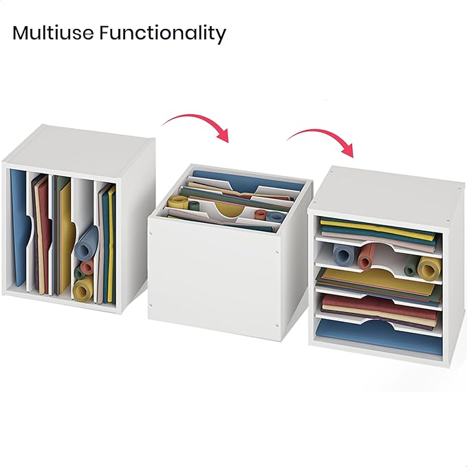 Ballucci File Organizer Paper Sorter, 5 Tier Adjustable Shelves Office Desk Organizer, 13 5/8" x 9 1/4" x 12", White