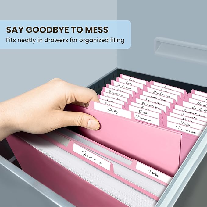 Colored File Folders Letter Size, 60 Pack Pink Folders 1/3 Cut Tabs, Assorted Pastel Color Office School Buiness Folders for Filing Organization, Paper File Folder Bulk Set