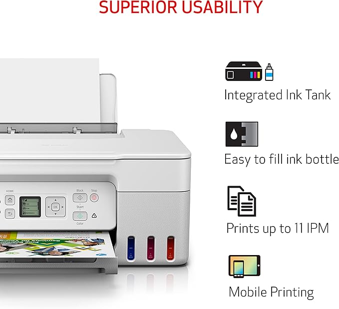 Canon MegaTank G3270 All-in-One Wireless Inkjet Printer. for Home Use, Print, Scan and Copy,White