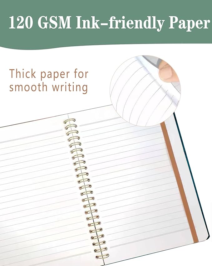 Spiral Journal Notebook, A5 Cute Notebooks for Women Men, College Ruled Hardcover Notebook for Work & Note Taking, 60 Pages Double-Wire Journals for Writing, Cool Boho Owl