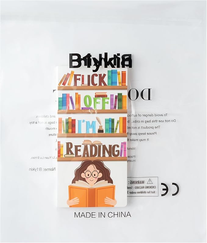 B1ykin Sticky Notes Set, Cartoon Theme Cute Self-Stick Notes Pad Christmas Thanksgiving Gifts， Self-Adhesive Writing Memo Pages Sticky to Do Notepad for Employee School Office (Funny Book Lovers)