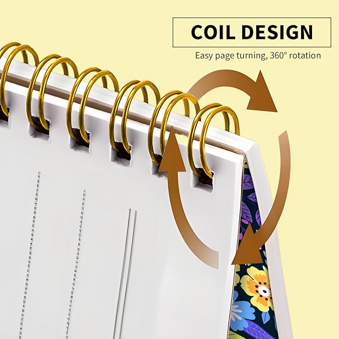 Spiral Journal Notebook, Hardcover Lined Journal for Women, Medium 6 x 8.4 in, 120 Pages Thick Paper, College Ruled Notebook for Writing, Work, Office, and School,Flower Purple