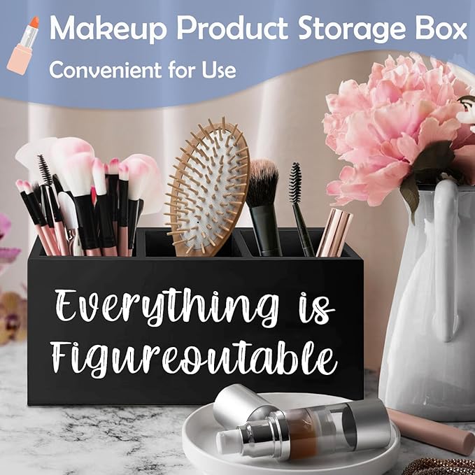 SNNDER Everything is Figureoutable Pen Holder, Inspirationsl Desk Decor, Positive Gifts for Women Men, Motivational Acrylic Pen Pencil Holder Organizer for Home Office Desk Accessories