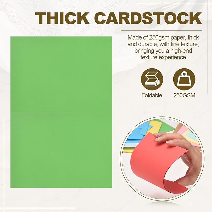 PATIKIL 50Pack Grass Green 4x6 Blank Cards and Envelopes, Self Seal A6 Envelopes with Folded Cardstock Small for Greeting Cards Wedding Greeting Birthday Invitations Letter Mailing