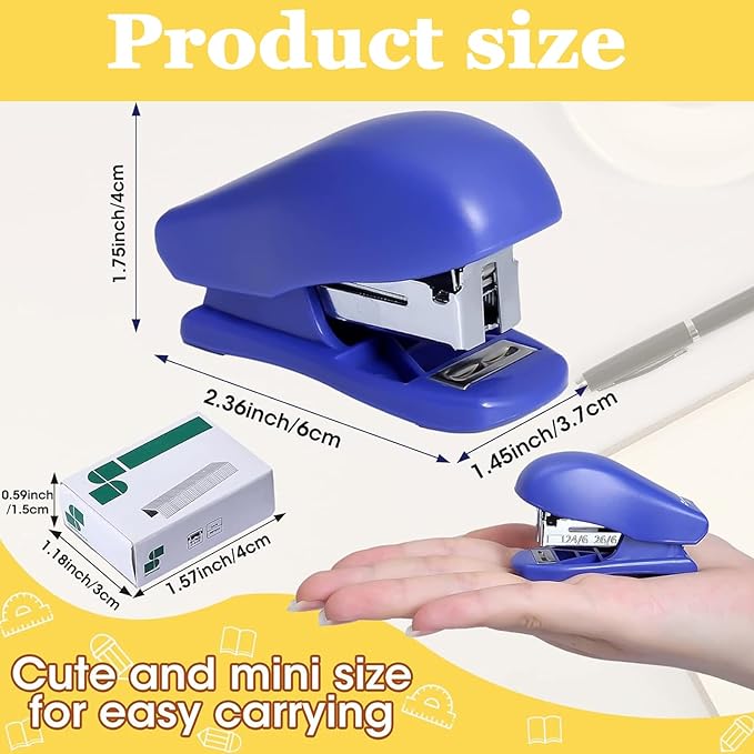 9PCS Mini Stapler with Staples,25 Sheet Capacity Office Desktop Stapler with 4320 Standard Staples,Portable Small Stapler for Student Office School Home(3 Colors)