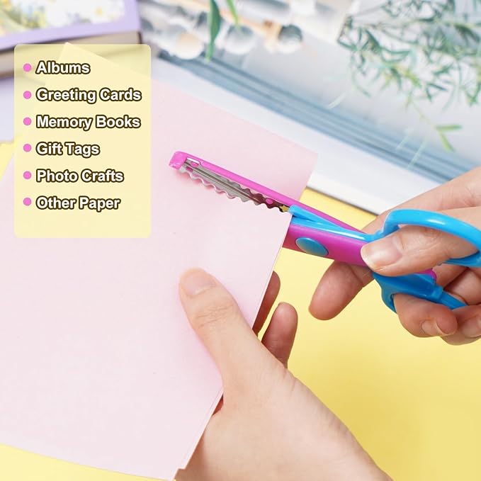 UCEC Decorative Paper Edge Scissor Set 5'' Colorful Paper Edger Scissors Great for Kids, Teachers, Crafts, Scrapbooking, DIY Projects and Kids Crafts, Set of 6