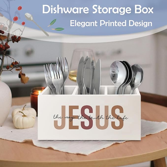 SNNDER Retro Christian Pen Holder for Desk, Christian Jesus Gifts for Women Men, Jesus the Way the Truth the Life Wooden Pen Pencil Holder Organizer for Home Office Desk Accessories