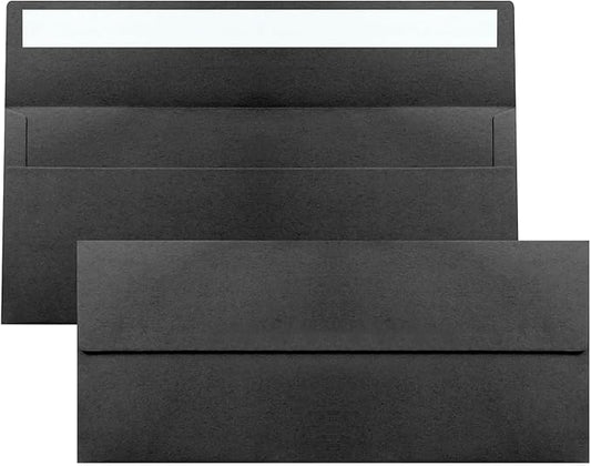 50 Pack Black #10 Business Envelopes, Standard Envelopes Self Seal, 4 1/8 x 9 1/2 Inch Letter Size Business Mailing Envelopes for Checks Invoices Statements Baby Shower Wedding Birthday Graduation