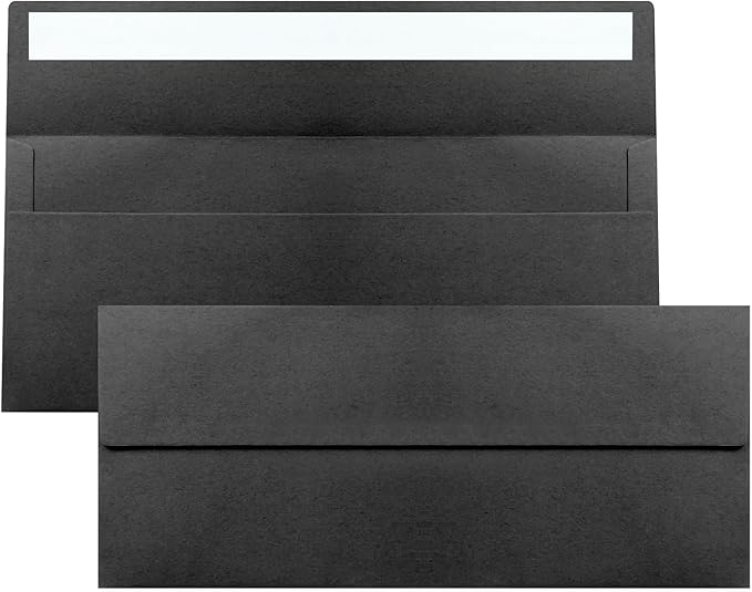 100 Pack Black #10 Business Envelopes, Standard Envelopes Self Seal, 4 1/8 x 9 1/2 Inch Letter Size Business Mailing Envelopes for Checks Invoices Statements Baby Shower Wedding Birthday Graduation