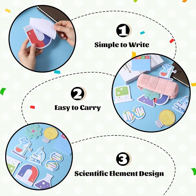 9 Pads Science Sticky Notes, Cute Chemistry Stickers, Lab Test Tube Microscope & Light Bulb Memo Pads, Teacher Student Appreciation Gifts, Science Week Party Favors & Classroom Supplies