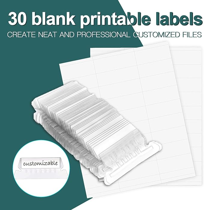 HERKKA Hanging File Folders, 30 Pack Reinforced Letter Size Hanging Folders, Designed for Bulky Files, Filing Cabinet, 1/5-Cut Adjustable Tabs (Teal)