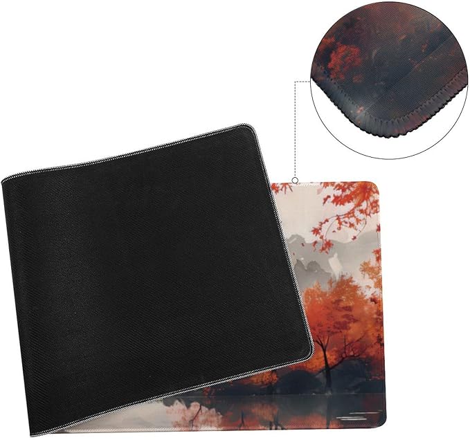 Autumn Landscape Ink Painting Large Mouse Pad, Japanese Anime Gaming Desk Mat, XL Keyboard Desk Pad Mat for Desktop, 31.5"x11.8" Non-Slip Base Big Mousepad with Stitched Edges