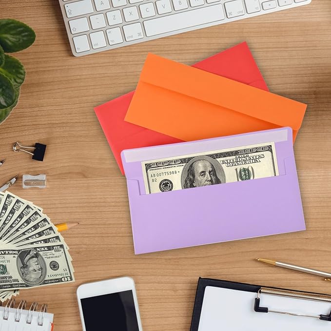 50 packages #10 Business envelopes, Mailing Envelopes, Self-adhesive standard Envelopes, for personal and business use, checks, mailing letters, invoices,4 1/8 x 9 1/2 inches (colored)