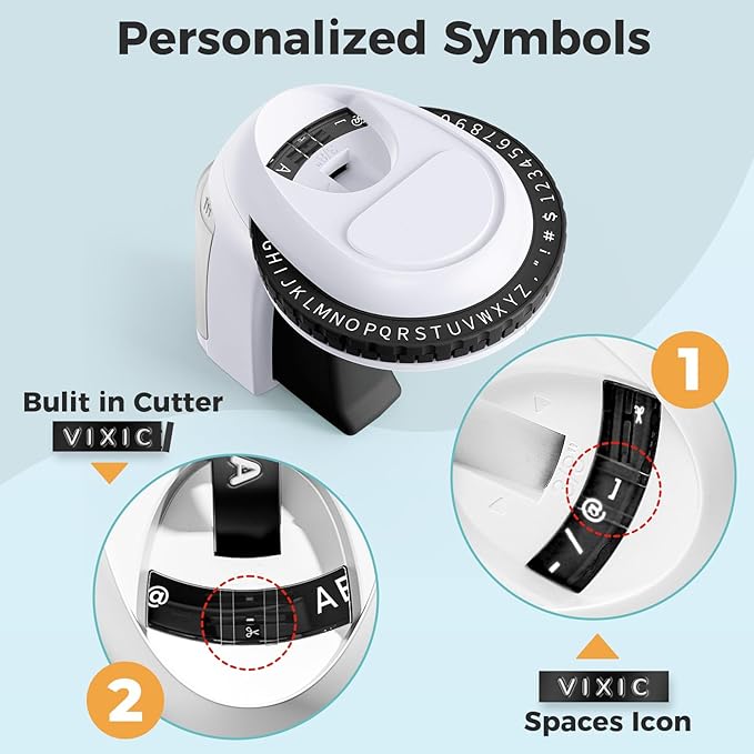 Vixic Embossing Label Maker Machine with Tapes, Vintage Retro Embossed Label Maker Punch, Old School Manual Embosser Labeler with 5 Rolls 3D 3/8" Emboss Black Tapes for Home DIY Kids School Items