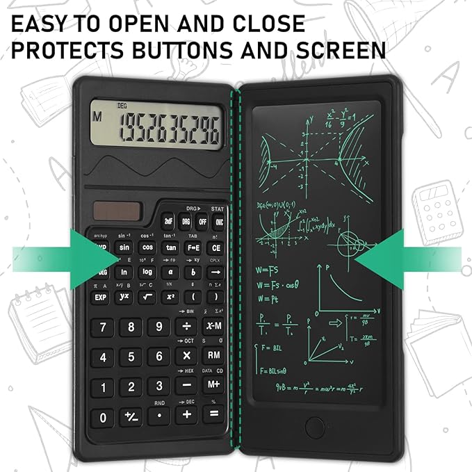 EooCoo Scientific Calculator with Notepad for Students, School Supplies 10-Digit Large Display, Math Classroom Must Haves for Primary School to College Student Use