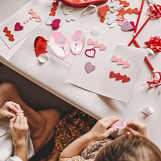 LOVEINUSA Pink Heart Shape Hole Punch 3PCS Set, High Precision Design for Romantic Heart Patterns for Wedding, Greeting Cards Decations, Scrapbooking DIY, Tissue Papers for Gift Bags & Decorations