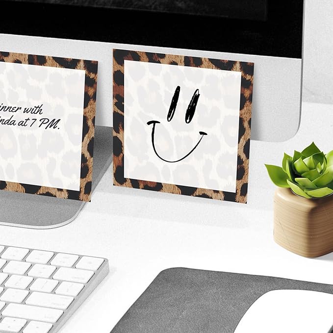 Sticky Notes, 2 Pads, 3x3 inches, Cute Colorful Fun Self-Stick Note Pads, Easy Post, Strong Adhesive Notepad Cute Black Leopard