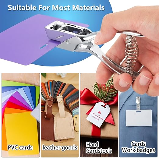 IMLIKE Badge Hole Punch for ID Cards:All Metal Handheld Slot Hole Punch,No Burrs,One Slot Badge Hole Puncher for ID Card,Badge PVC and Blinds Hole, 15mm x 3mm Hole