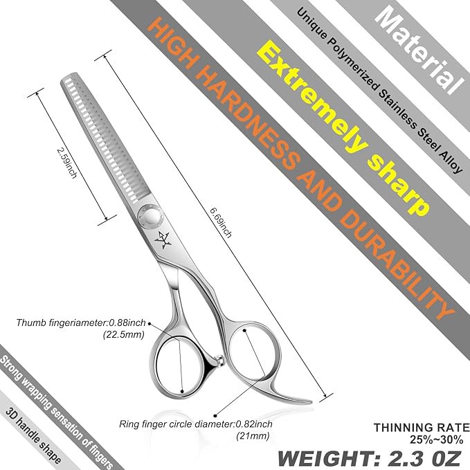 High-end Professional Hair Scissors Thinning Shears Barber Hair Cutting Teeth Shears Hairdressing Texturizing Scissor 6 Inch Stainless Steel Alloy For Women Men Kids Salon Hairdresser & Home